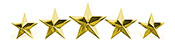 This is an image of five gold stars used in a five star testimonial.